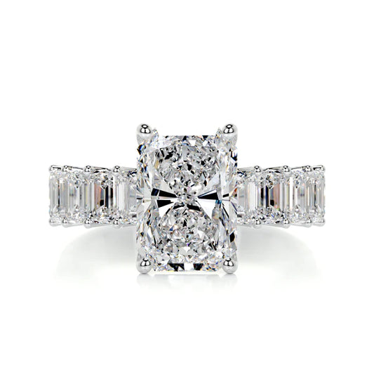 3.4 Ct Radiant Cut Moissanite Silver Engagement Ring