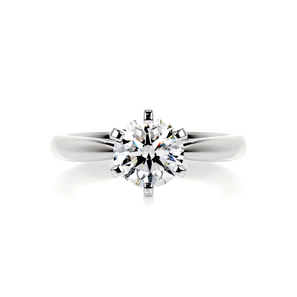 1.0 CT Round Cut Moissanite Solitaire Six Prong Set Engagement Ring