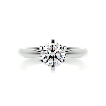 1.0 CT Round Cut Moissanite Solitaire Six Prong Set Engagement Ring