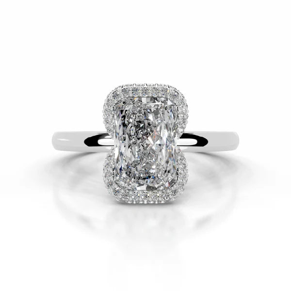 Radiant Cut Moissanite Silver Engagement Ring
