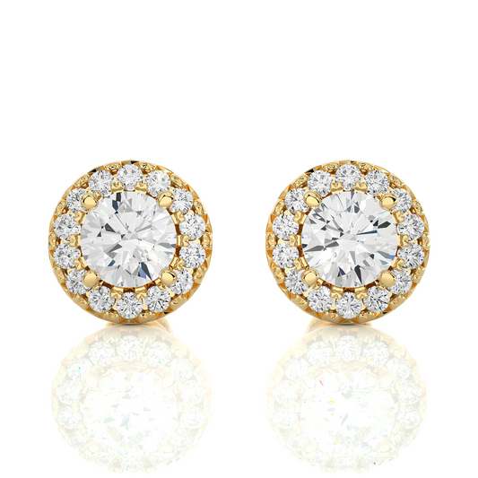 1.15 TCW For Each Round Cut EF-VS Lab Grown Diamond Halo Earring