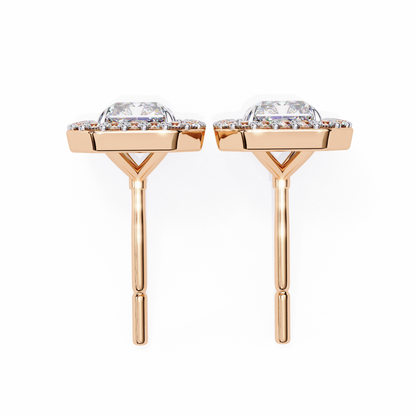 1.05 Ct Radiant Cut Lab Grown Diamond Halo For Each Earring