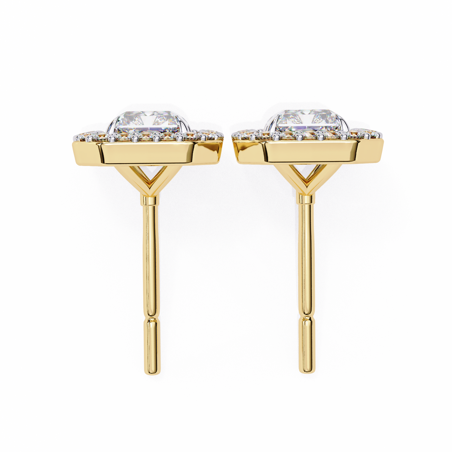 1.05 Ct Radiant Cut Lab Grown Diamond Halo For Each Earring