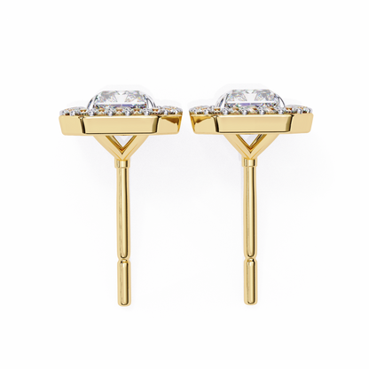 1.05 Ct Radiant Cut Lab Grown Diamond Halo For Each Earring