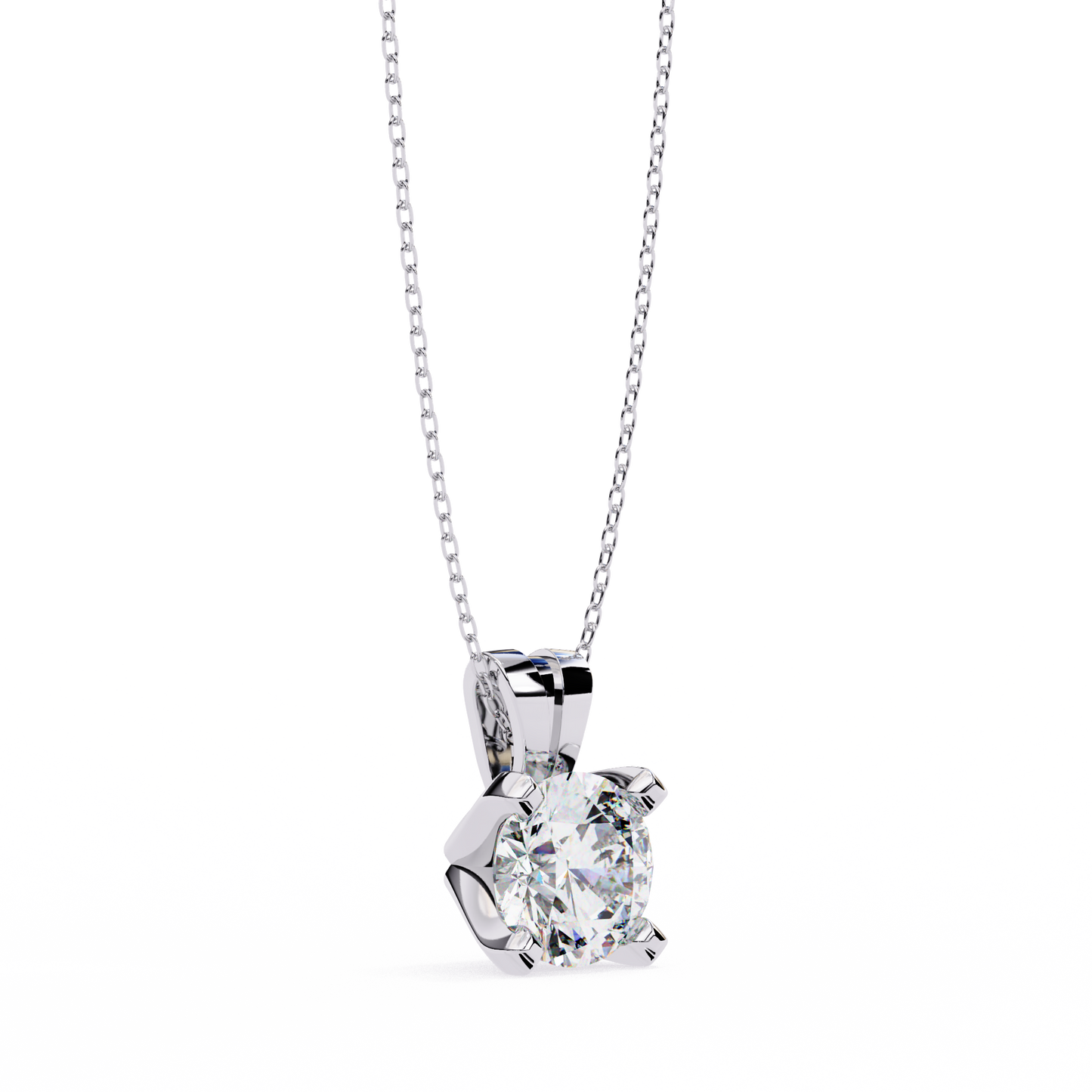 2.18 Ct Round Cut Lab Grown Diamond Solitaire Four Prong Gold Pendant