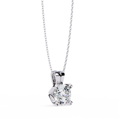 2.18 Ct Round Cut Lab Grown Diamond Solitaire Four Prong Gold Pendant