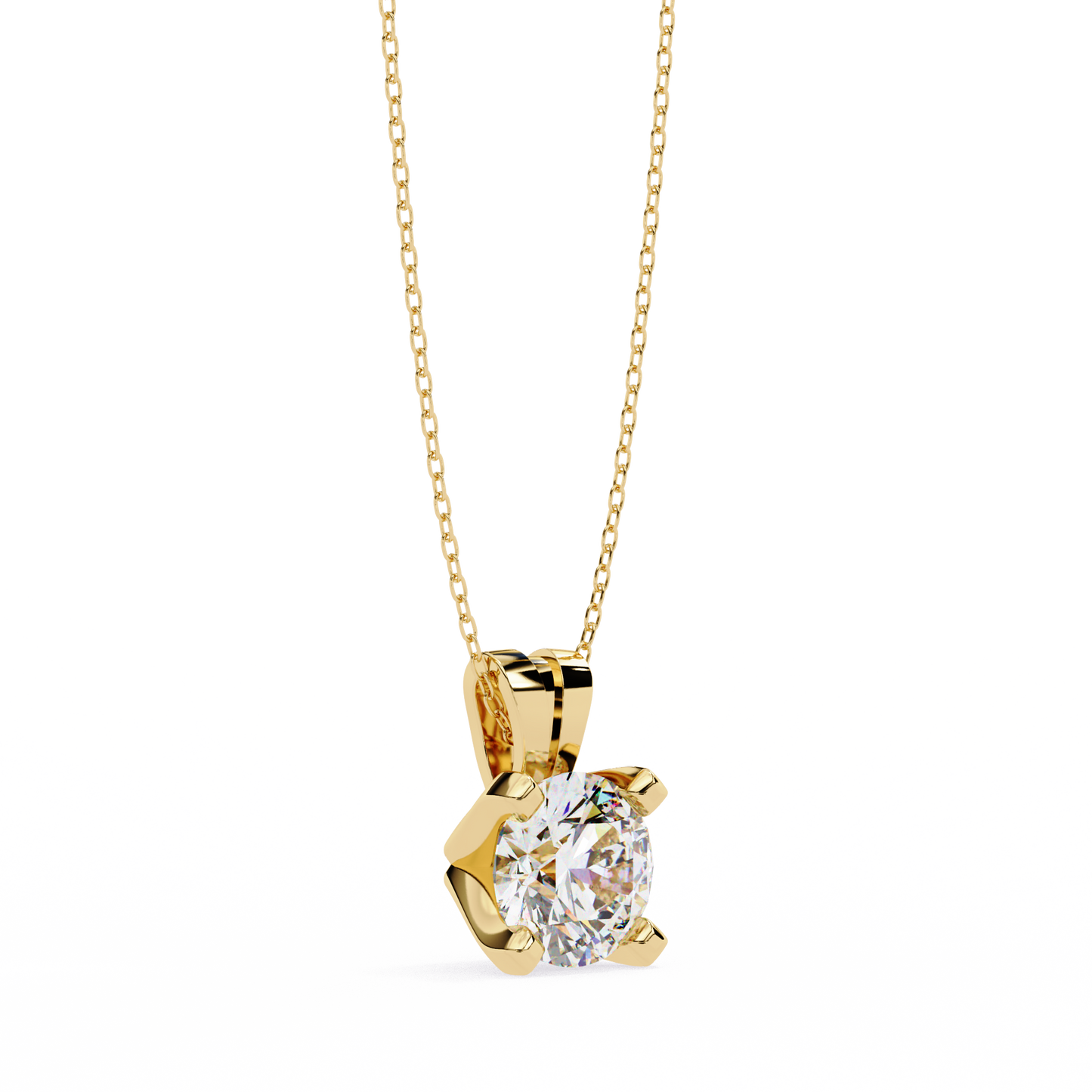 2.18 Ct Round Cut Lab Grown Diamond Solitaire Four Prong Gold Pendant