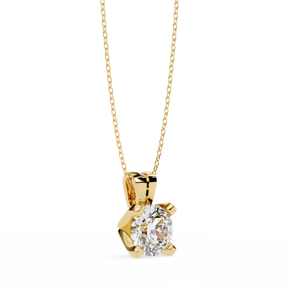 2.18 Ct Round Cut Lab Grown Diamond Solitaire Four Prong Gold Pendant