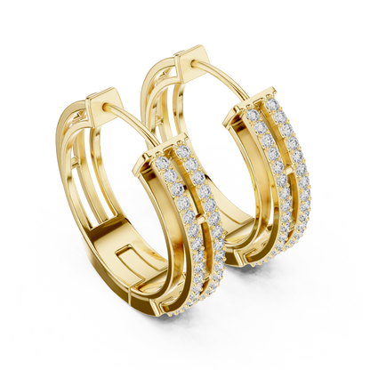 Double Row Lab Grown Diamond Open Frame Hoop Earrings