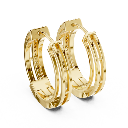 Double Row Lab Grown Diamond Open Frame Hoop Earrings