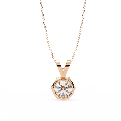 2.14 Ct Round Cut Lab Grown Diamond Solitaire Six Prong Gold Pendant