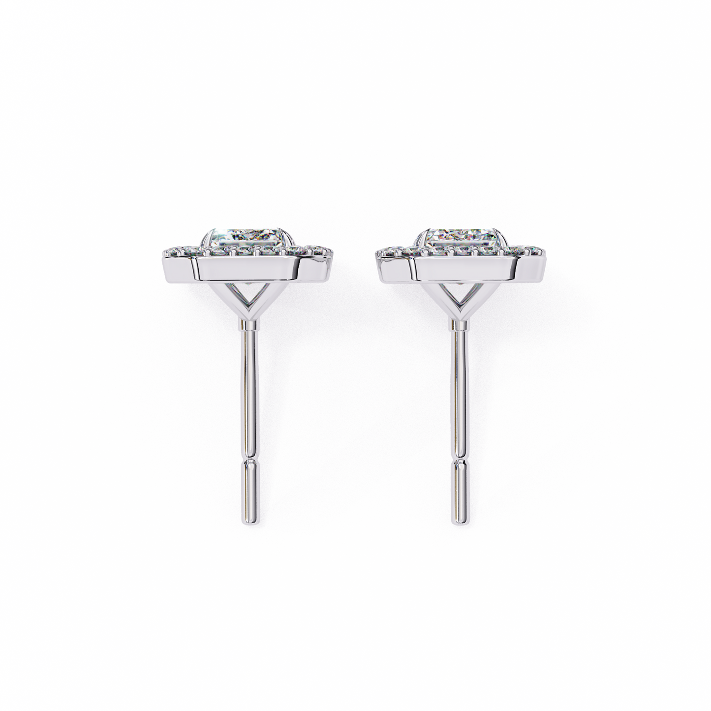 1.10 Ct Emerald Cut Lab Grown Diamond Halo Gold Earring