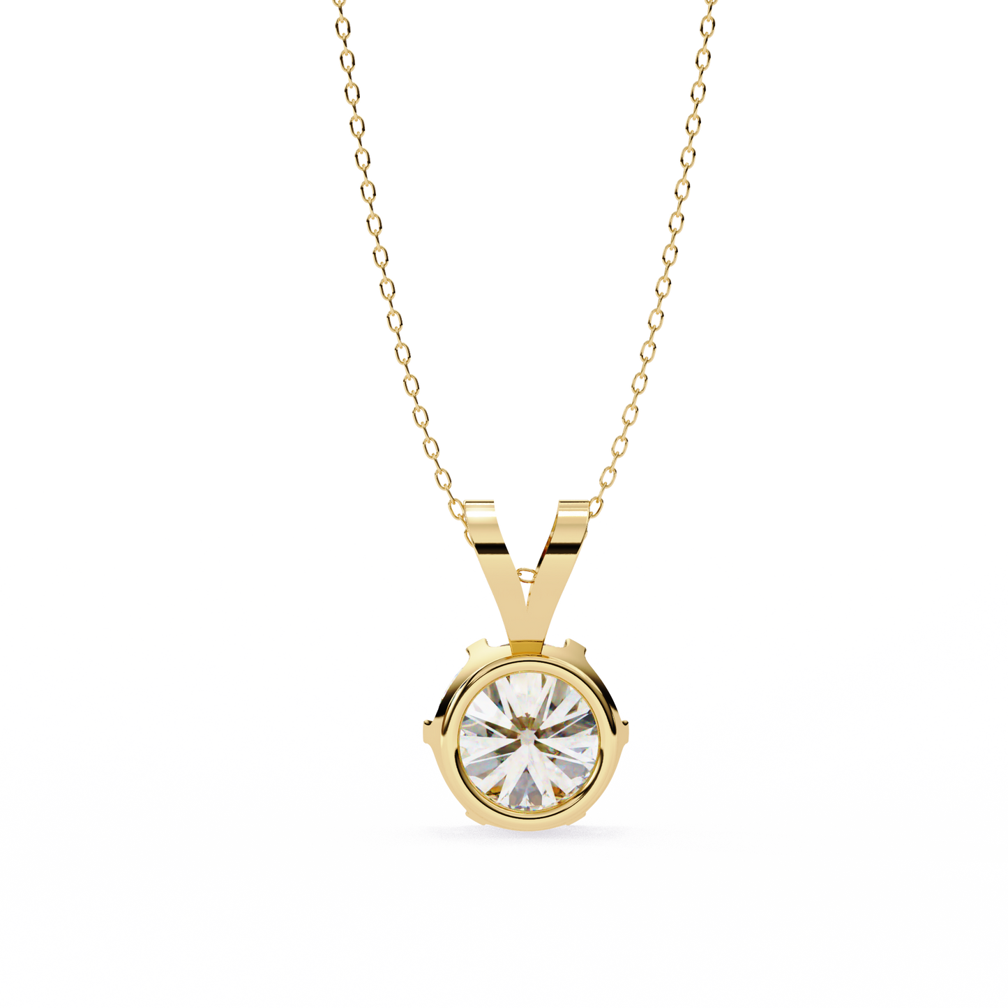 2.14 Ct Round Cut Lab Grown Diamond Solitaire Six Prong Gold Pendant