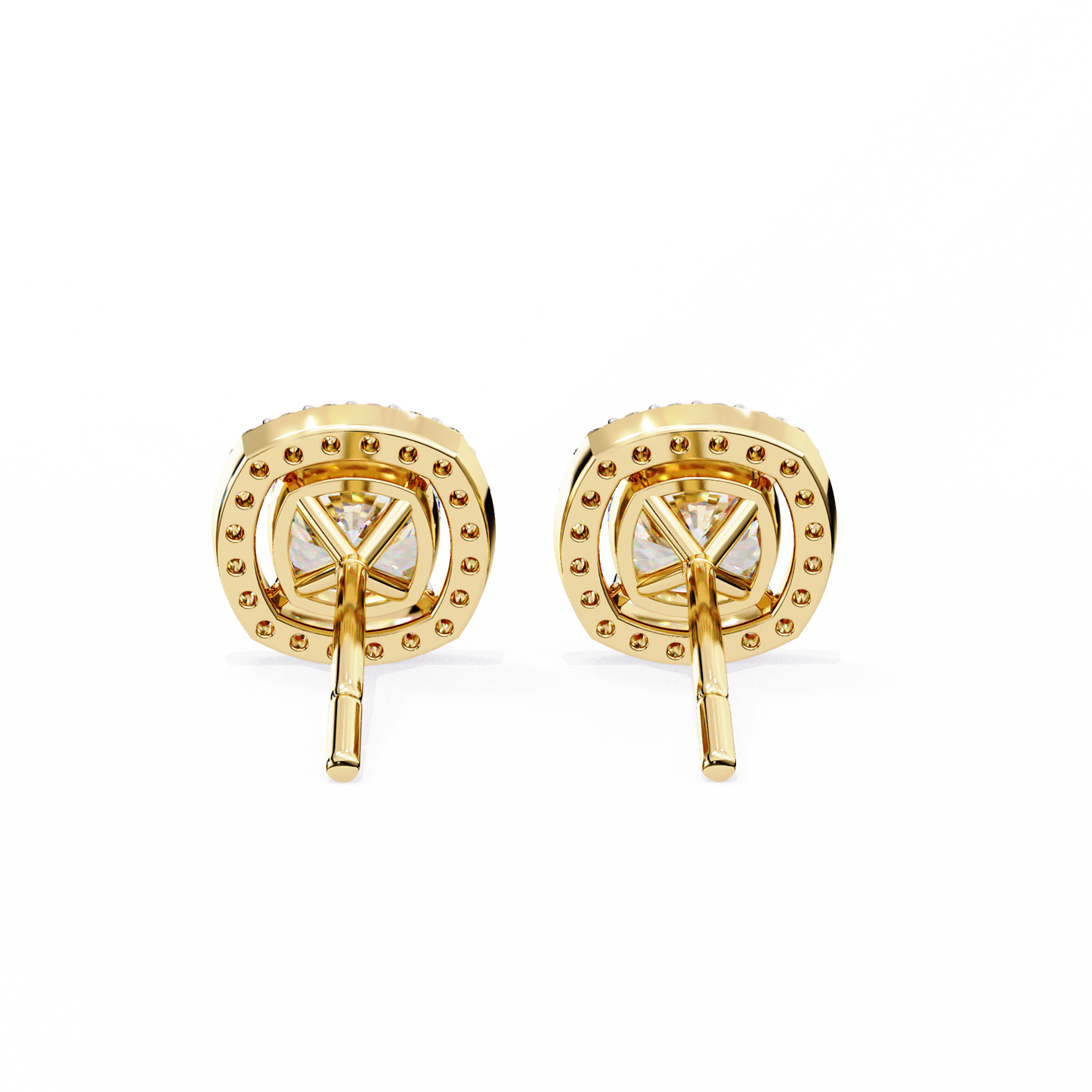 1 ct Cushion Halo Studs