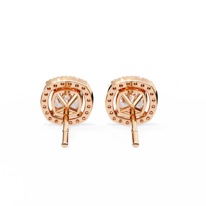 1 ct Cushion Halo Studs