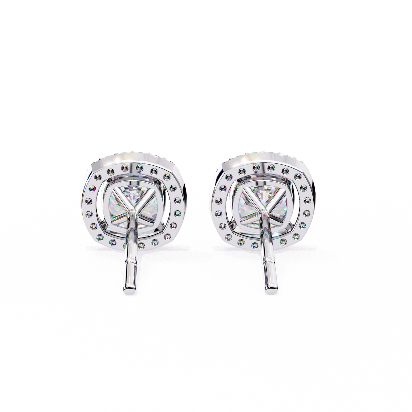 1 ct Cushion Halo Studs