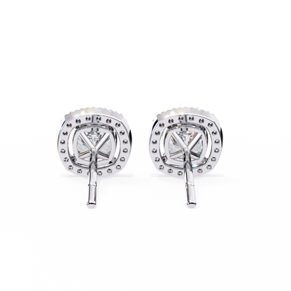 1 ct Cushion Halo Studs