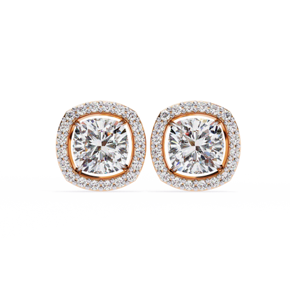 1 ct Cushion Halo Studs