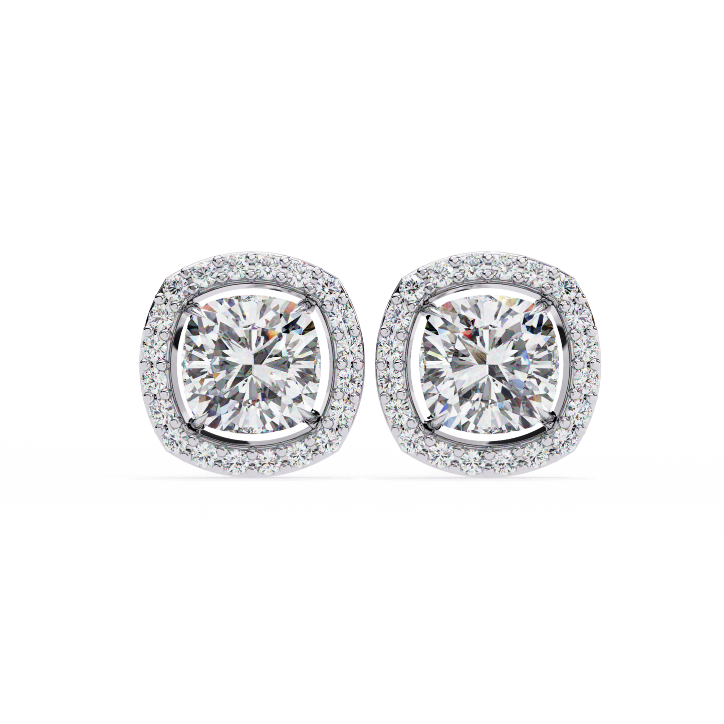 1 ct Cushion Halo Studs