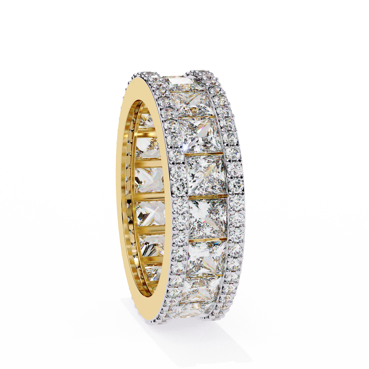 2.9 TCW Princess Cut Lab Grown Diamond Gold Wedding Band