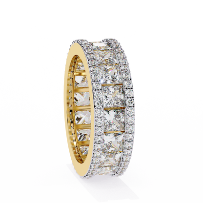 2.9 TCW Princess Cut Lab Grown Diamond Gold Wedding Band