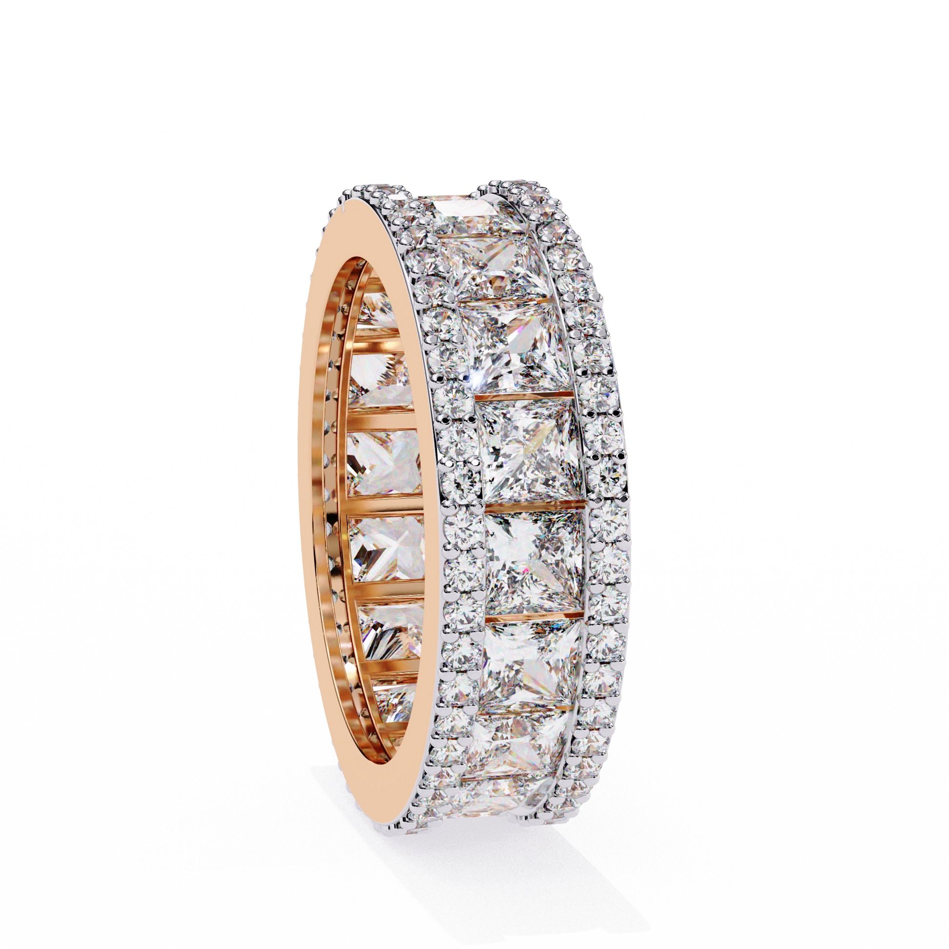 TCW Princess Cut Lab Grown Diamond Gold Wedding Band