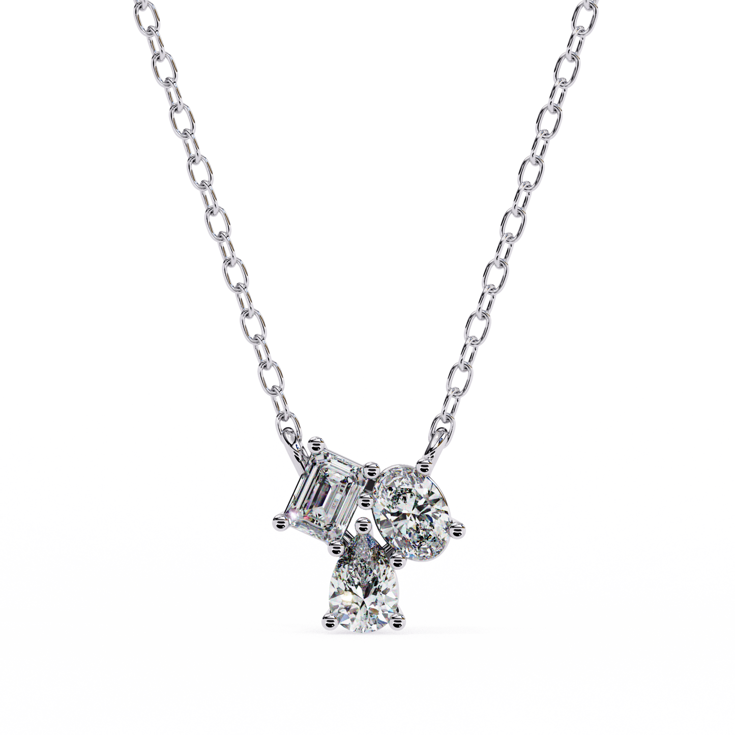 Three Stone Lab Grown Diamond Gold Pendant