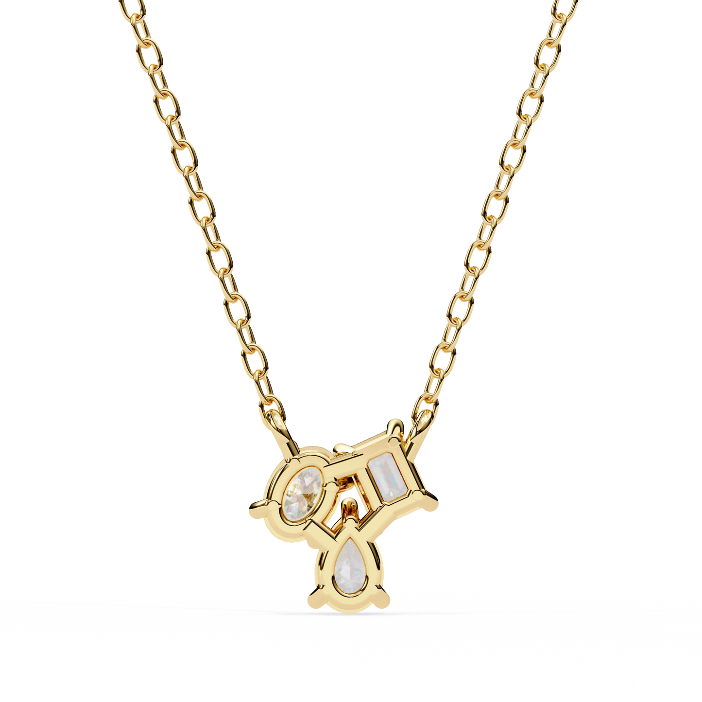 Three Stone Lab Grown Diamond Gold Pendant