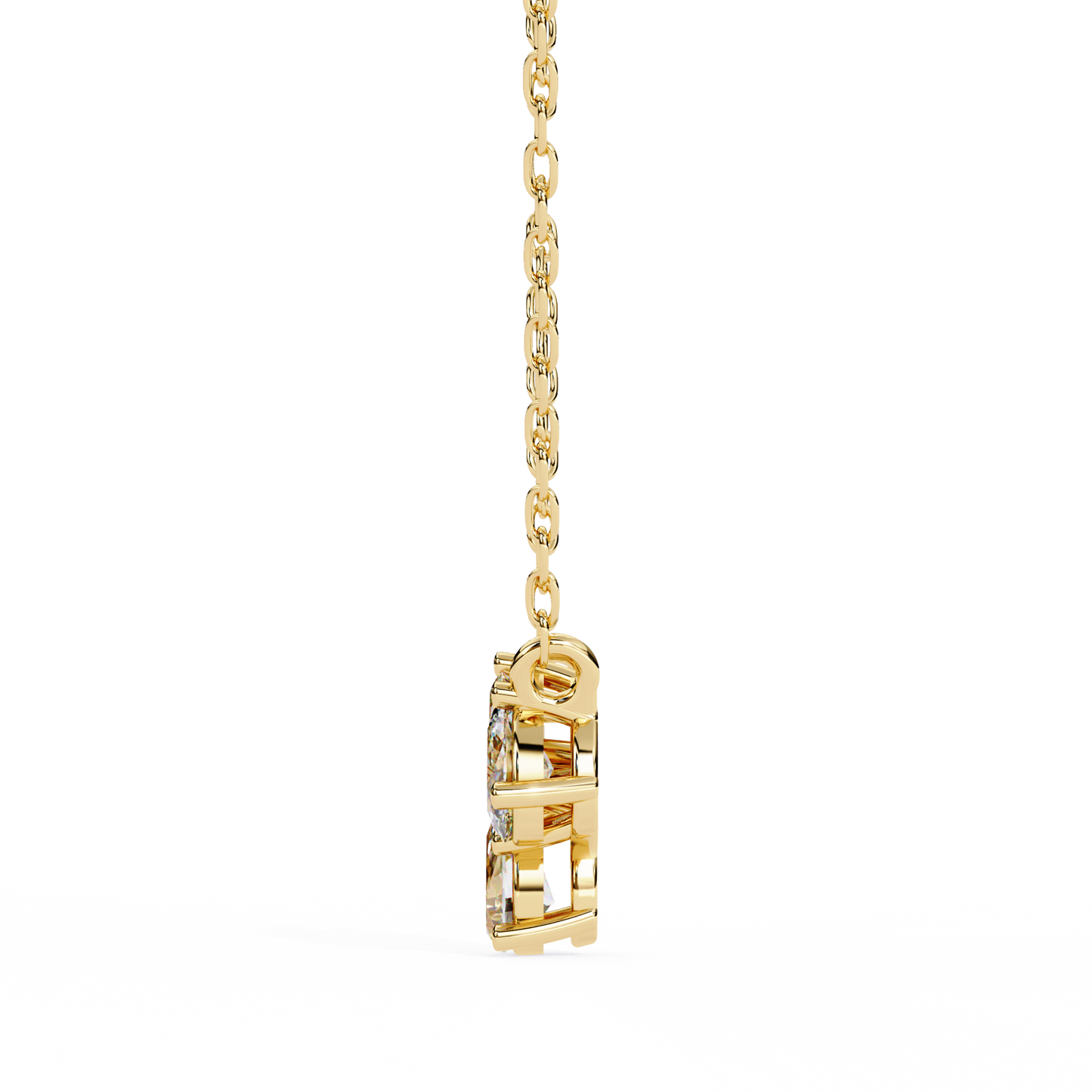 Three Stone Lab Grown Diamond Gold Pendant