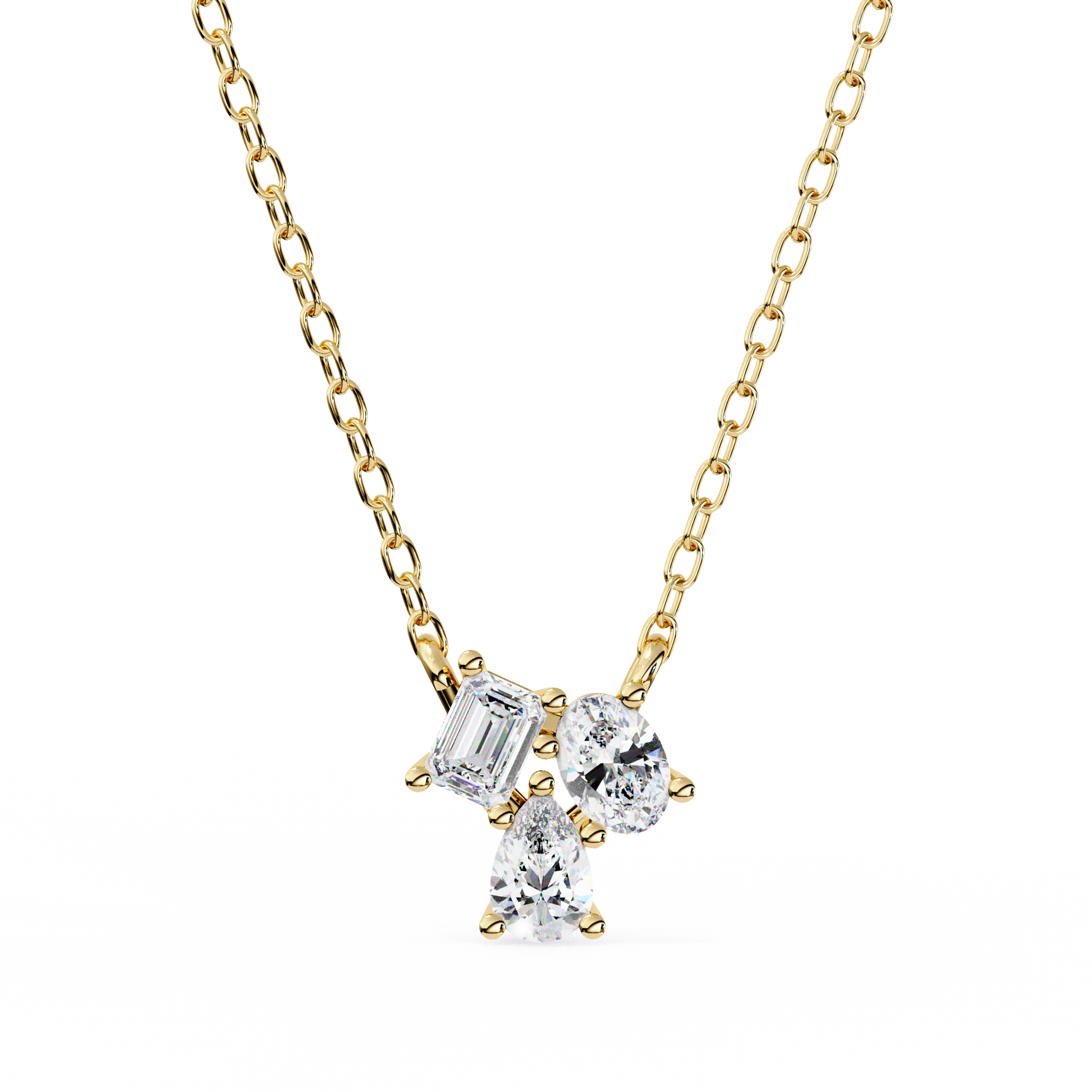 Three Stone Lab Grown Diamond Gold Pendant