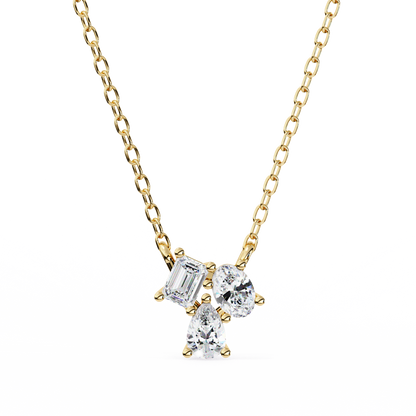 Three Stone Lab Grown Diamond Gold Pendant