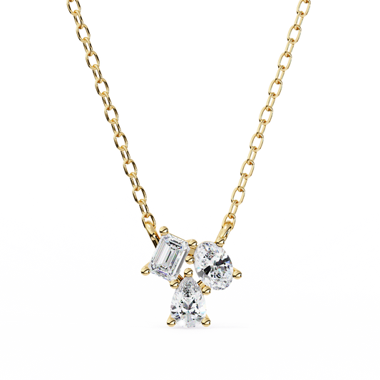 Three Stone Lab Grown Diamond Gold Pendant