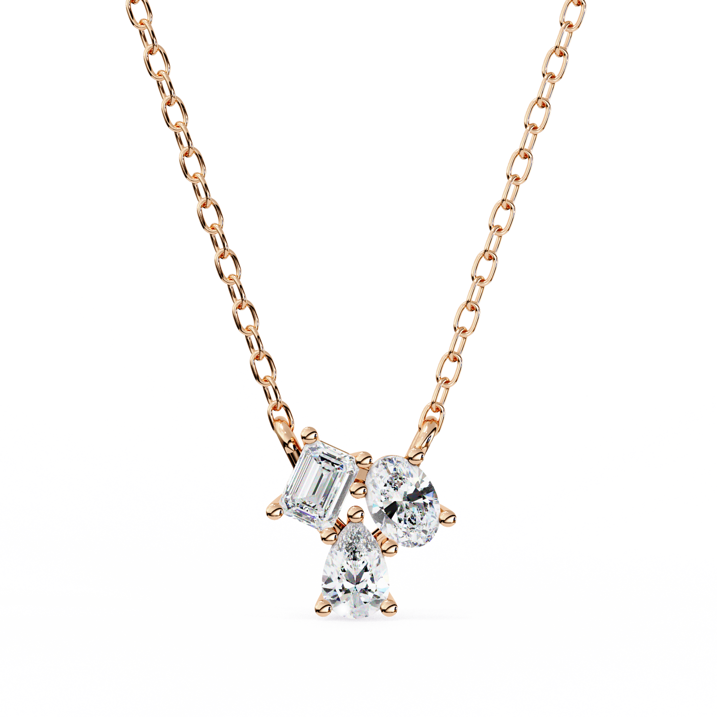 Three Stone Lab Grown Diamond Gold Pendant