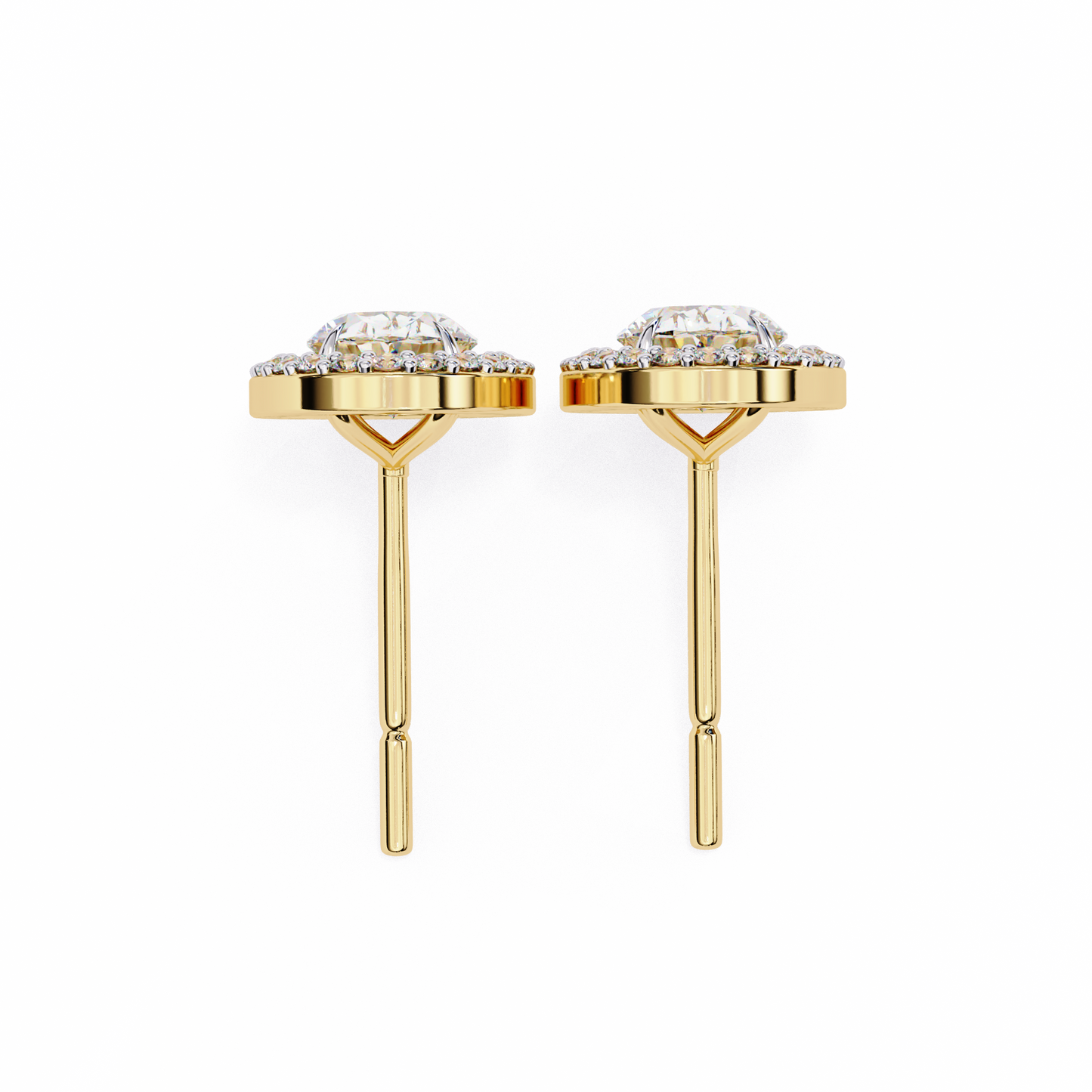 1.00 Ct Oval Cut Lab Grown Diamond Halo Gold Earring