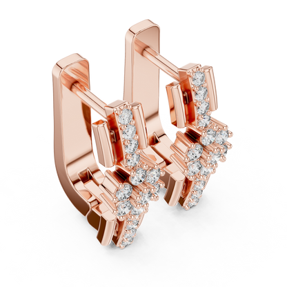 Floral Column Round Lab Grown Diamond Earrings