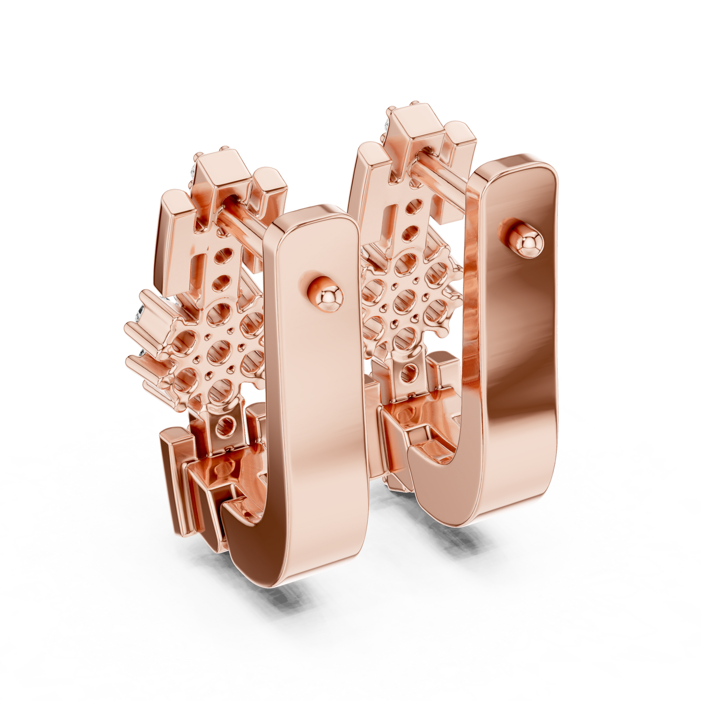 Floral Column Round Lab Grown Diamond Earrings