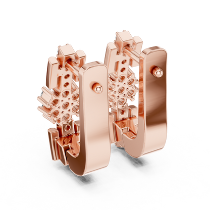 Floral Column Round Lab Grown Diamond Earrings