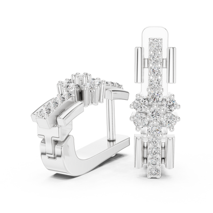 Floral Column Round Lab Grown Diamond Earrings