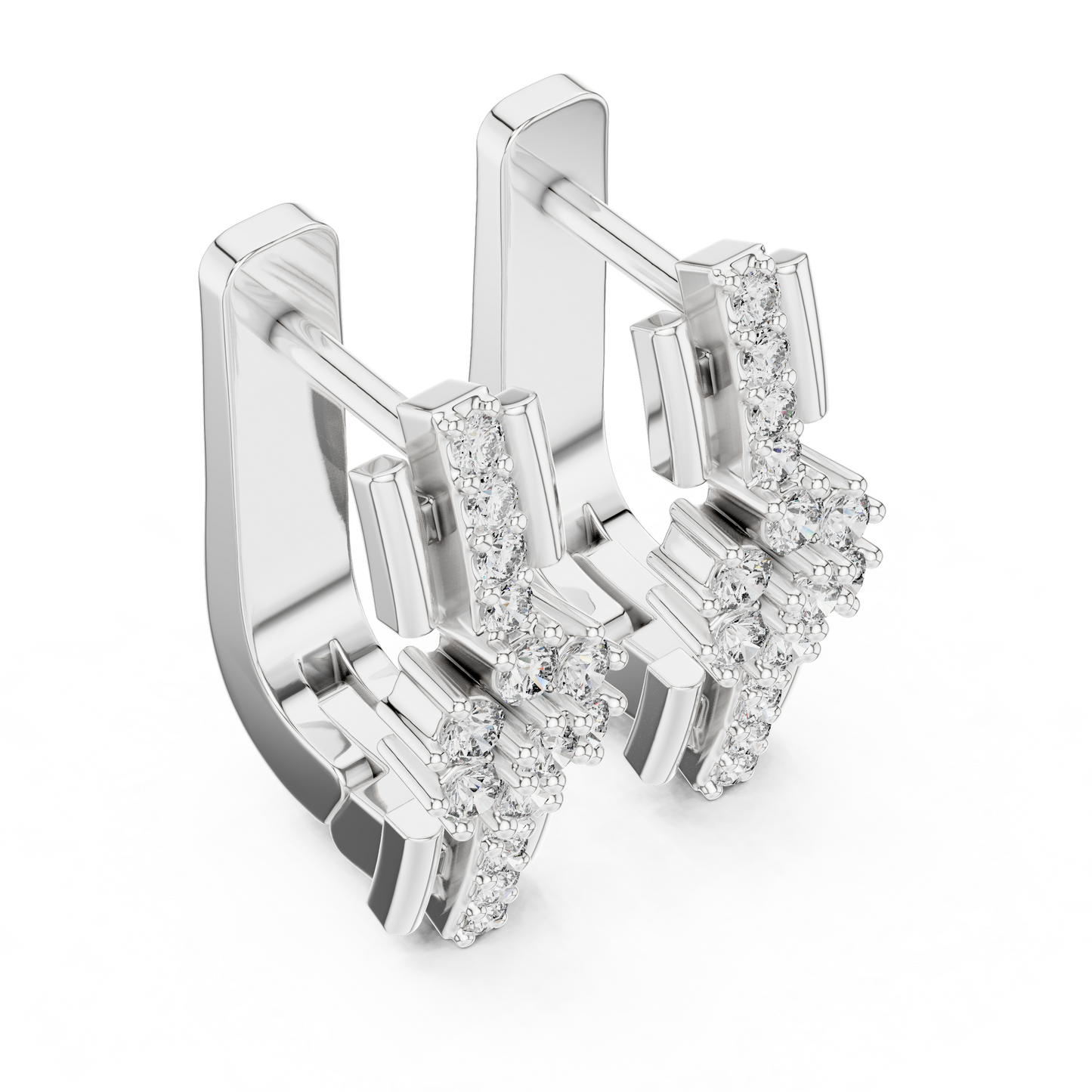 Floral Column Round Lab Grown Diamond Earrings