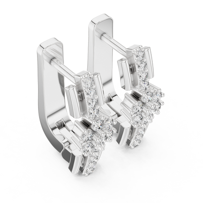 Floral Column Round Lab Grown Diamond Earrings