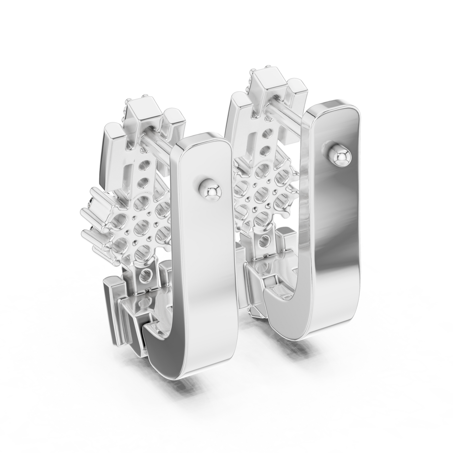 Floral Column Round Lab Grown Diamond Earrings