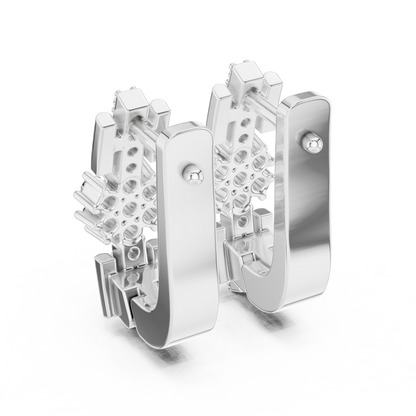 Floral Column Round Lab Grown Diamond Earrings