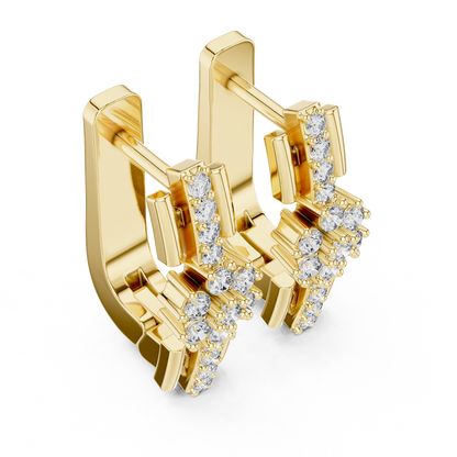 Floral Column Round Lab Grown Diamond Earrings