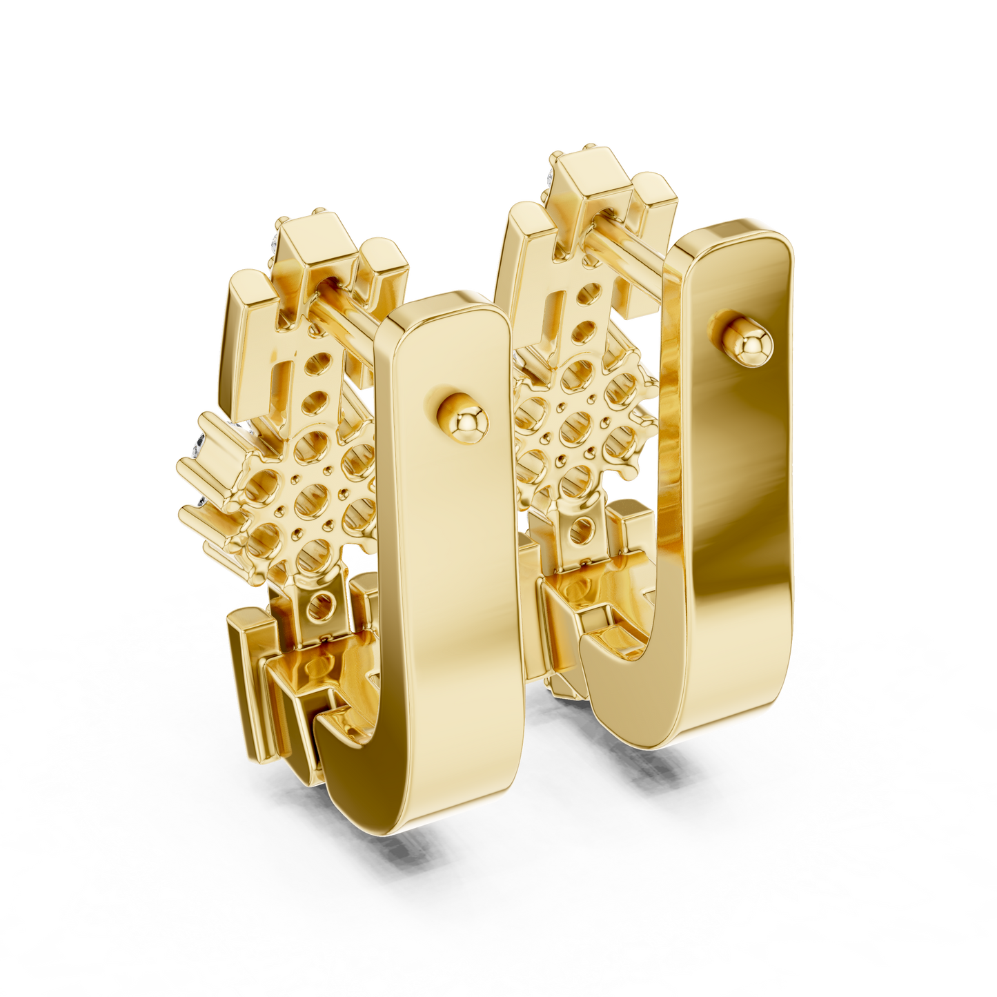 Floral Column Round Lab Grown Diamond Earrings