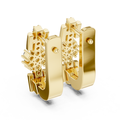 Floral Column Round Lab Grown Diamond Earrings