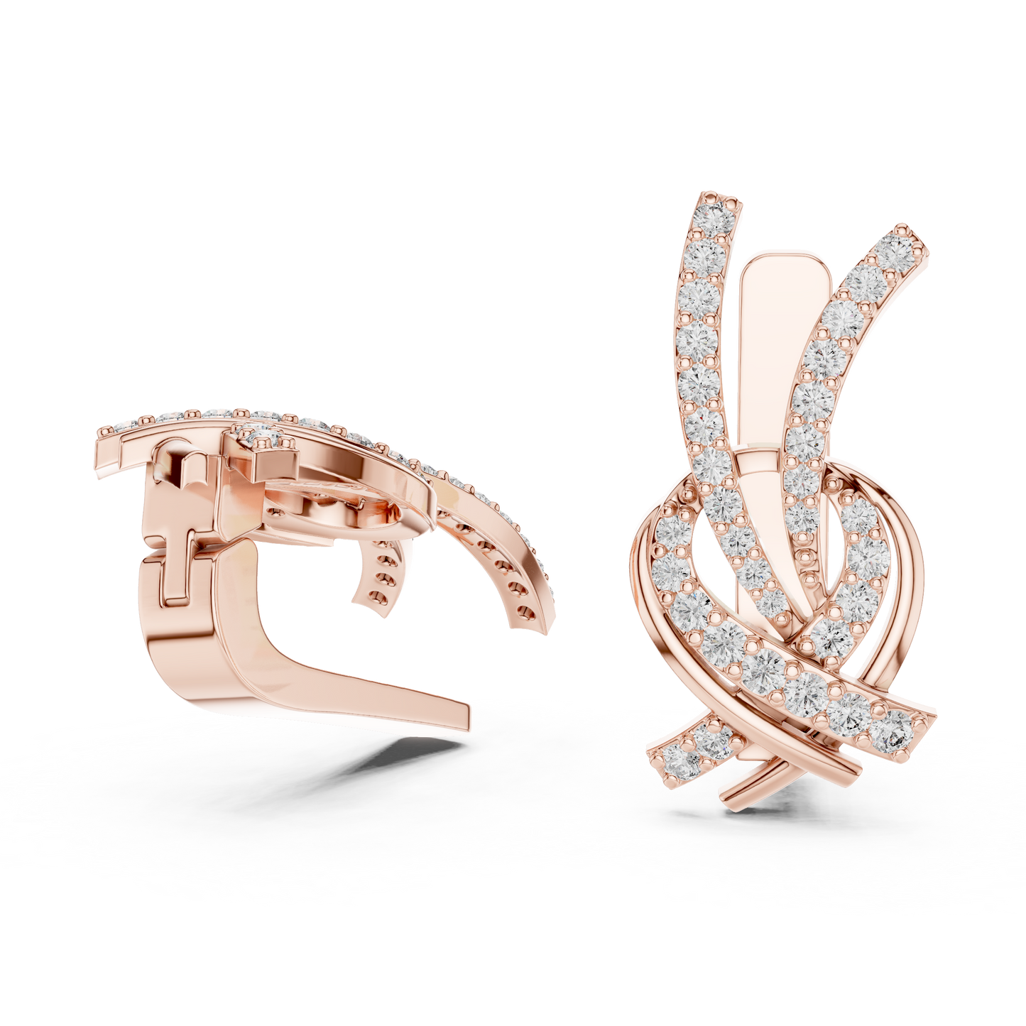 Round Lab Grown Diamond Knot Earrings in Rose Gold