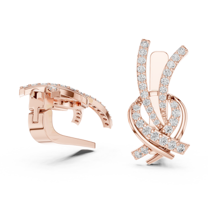Round Lab Grown Diamond Knot Earrings in Rose Gold