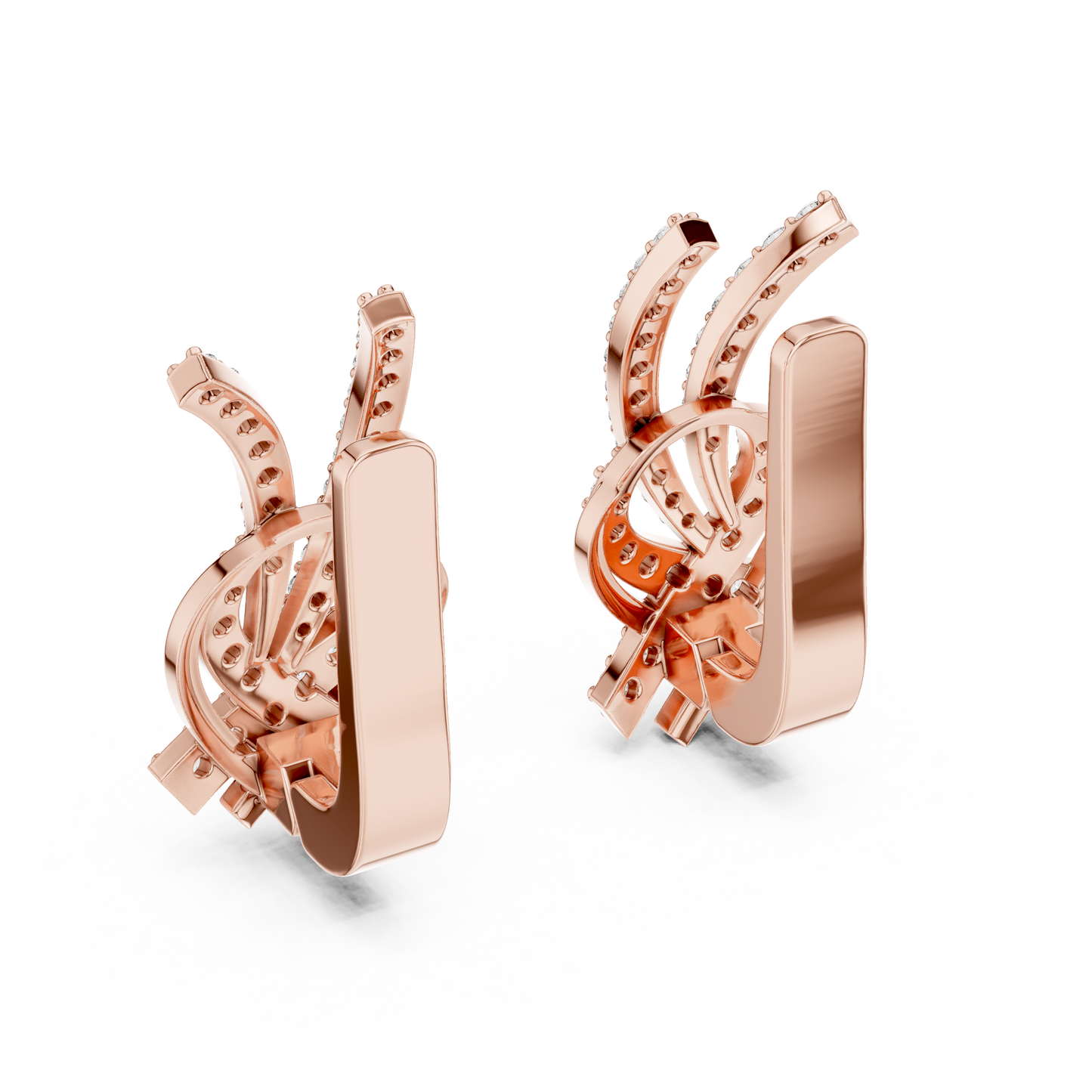 Round Lab Grown Diamond Knot Earrings in Rose Gold