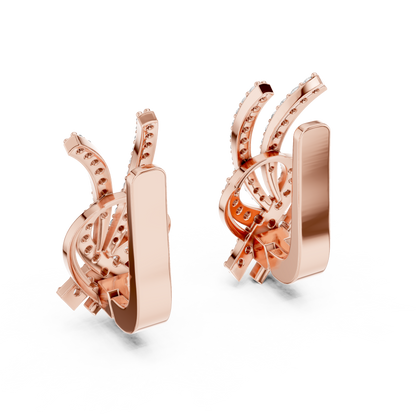 Round Lab Grown Diamond Knot Earrings in Rose Gold