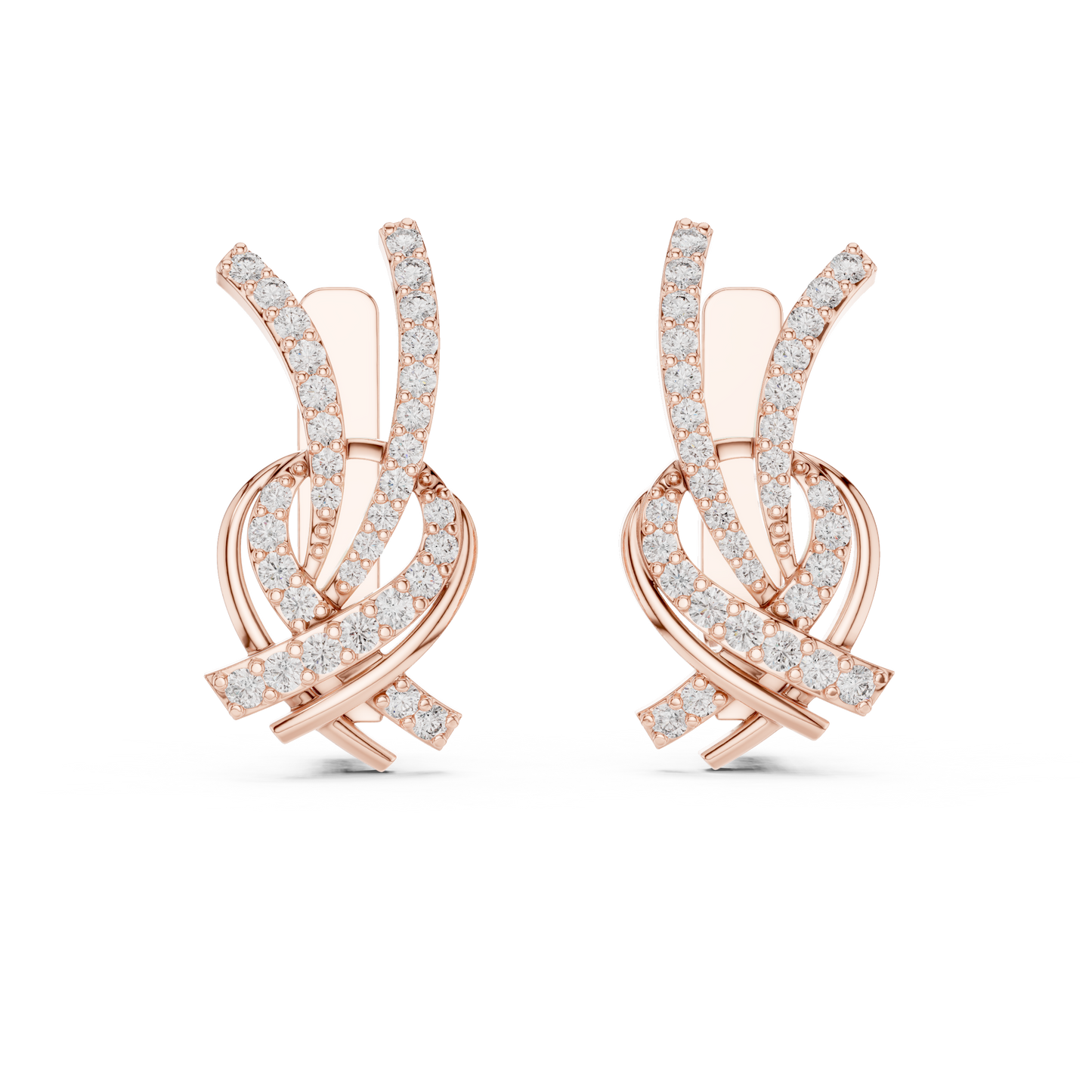 Round Lab Grown Diamond Knot Earrings in Rose Gold